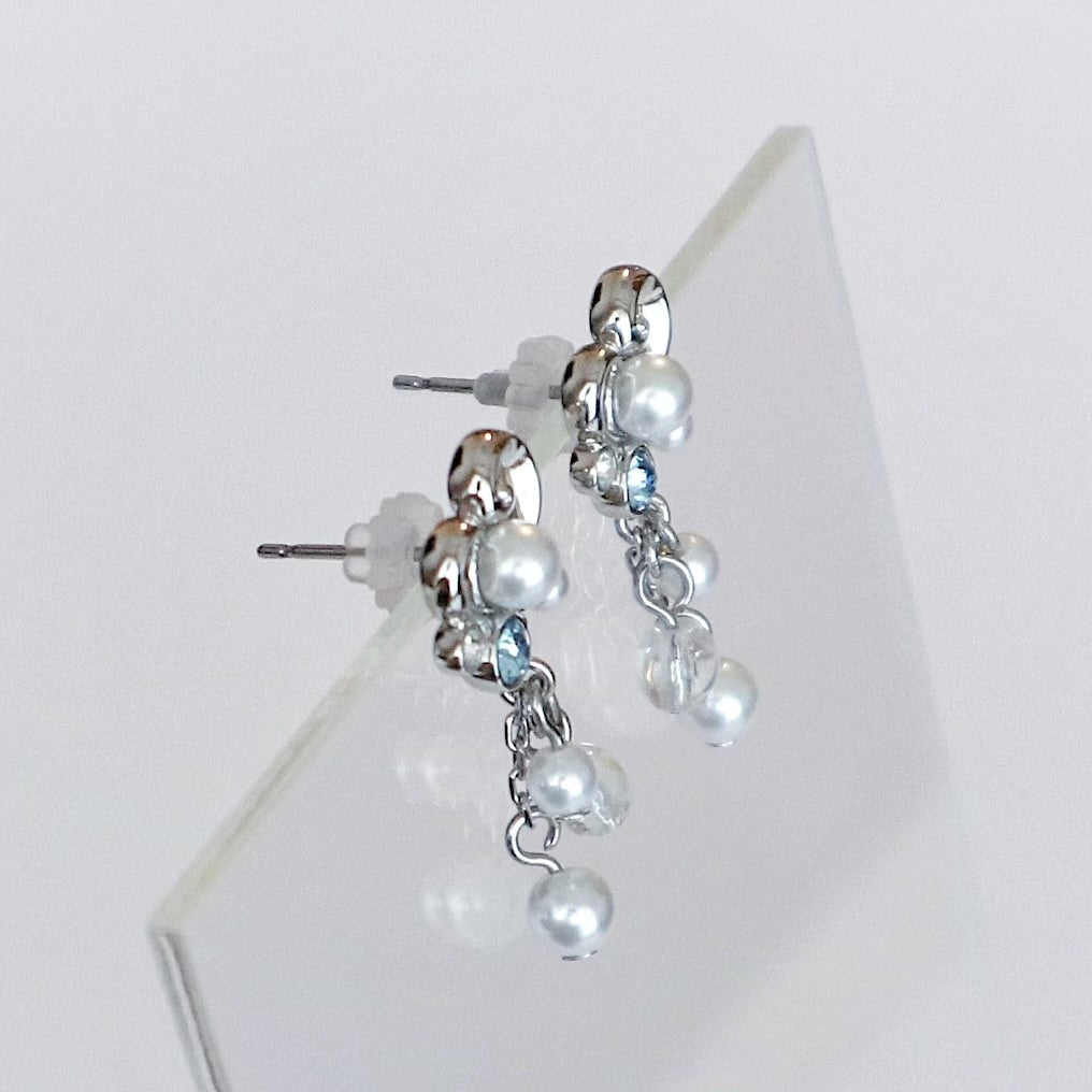 Bubble Mermaid Princess Earrings  / Silver × Blue