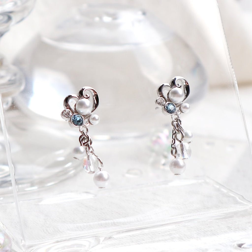 Bubble Mermaid Princess Earrings  / Silver × Blue