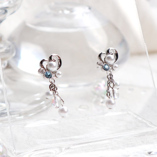 Bubble Mermaid Princess Earrings  / Silver × Blue
