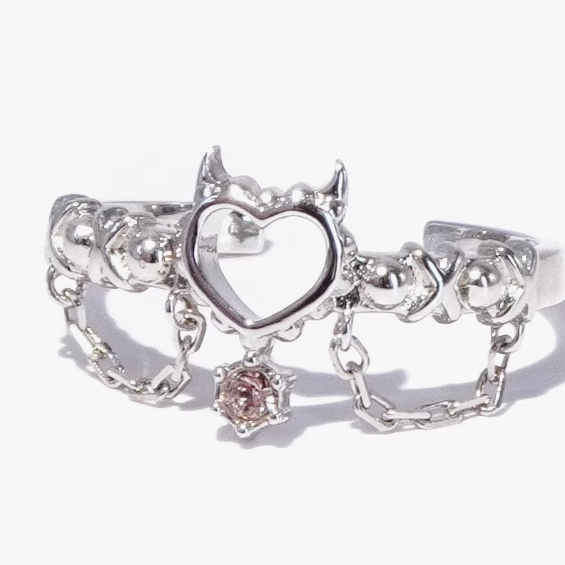Devil Garter Ring / Silver × Pink