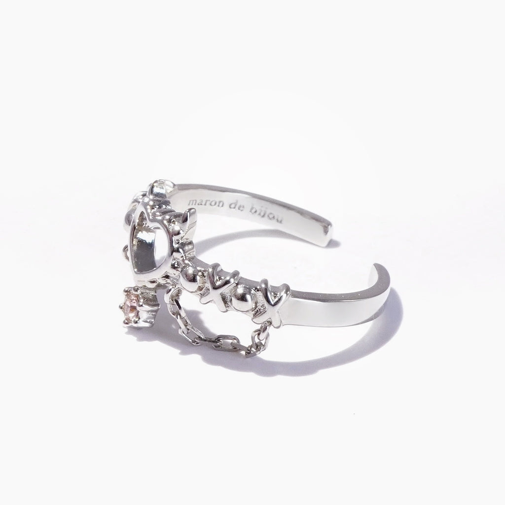 Devil Garter Ring / Silver × Pink