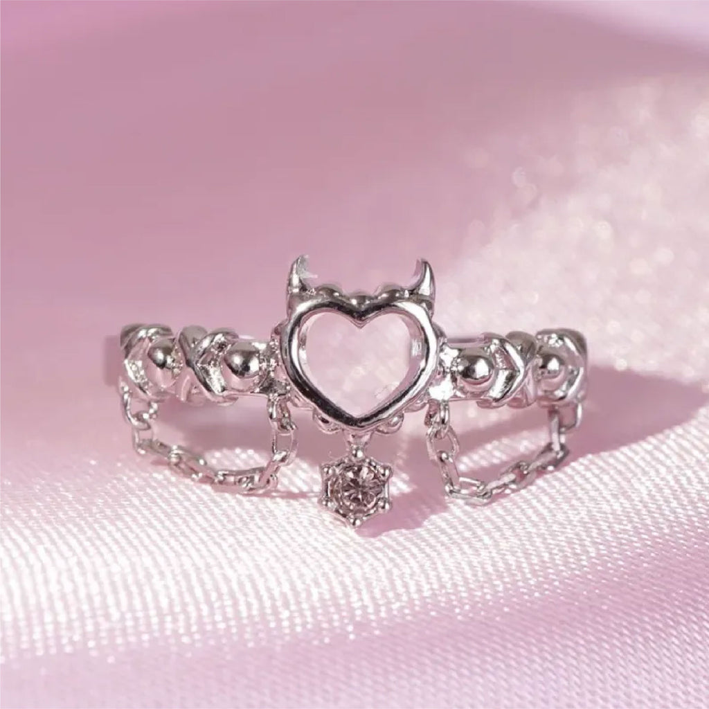 Devil Garter Ring / Silver × Pink