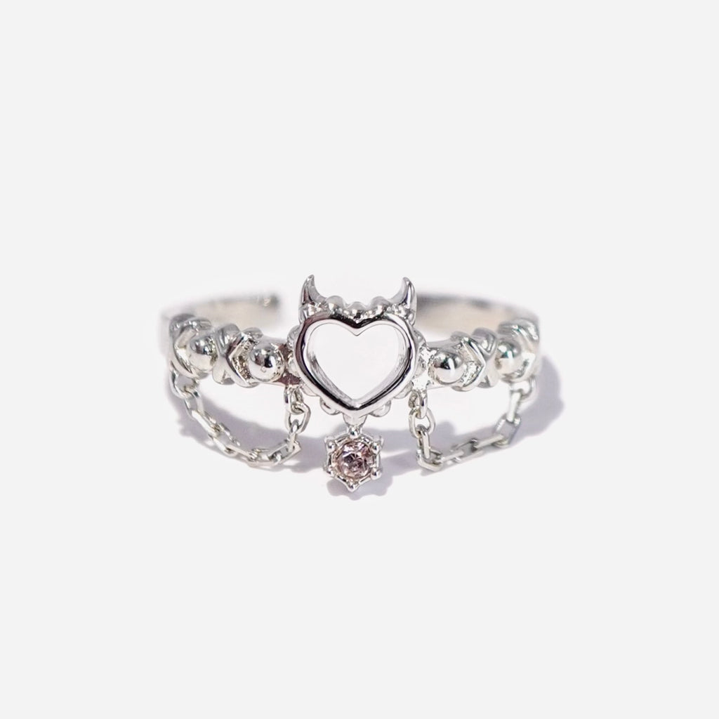 Devil Garter Ring / Silver × Pink