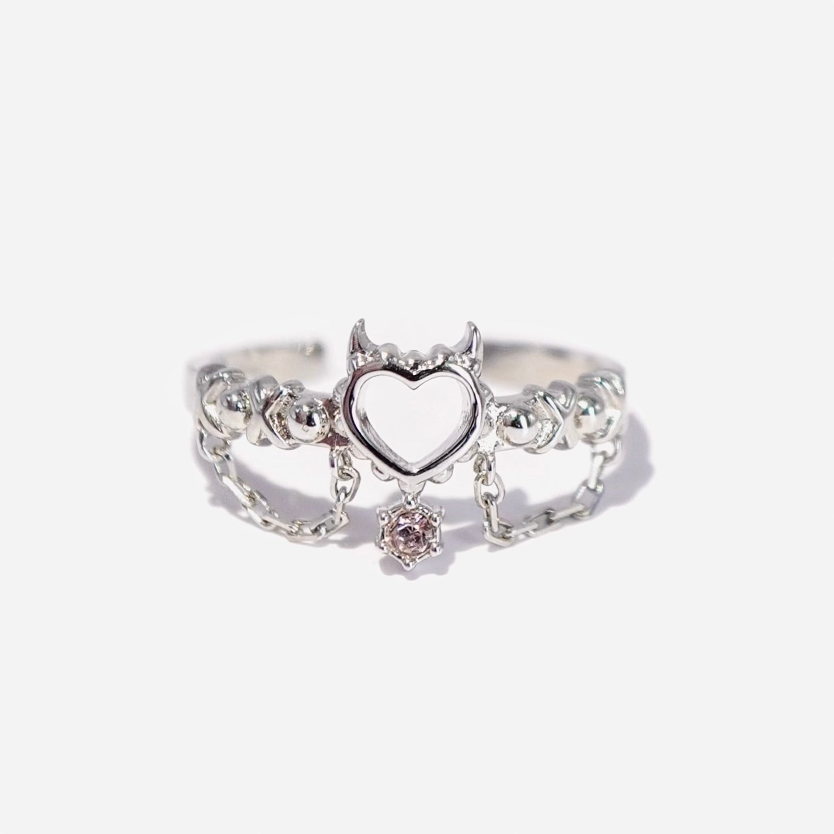 Devil Garter Ring / Silver × Pink