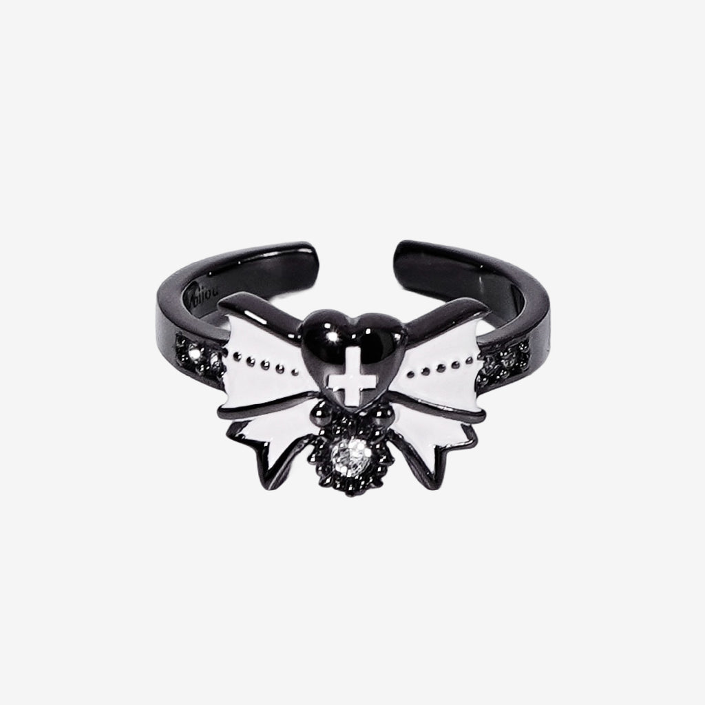 Fallen Angel Ribbon Ring / Black × White