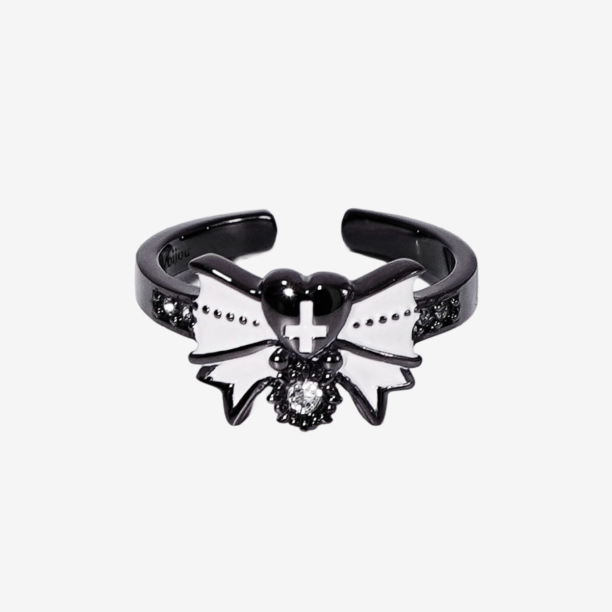 Fallen Angel Ribbon Ring / Black × White