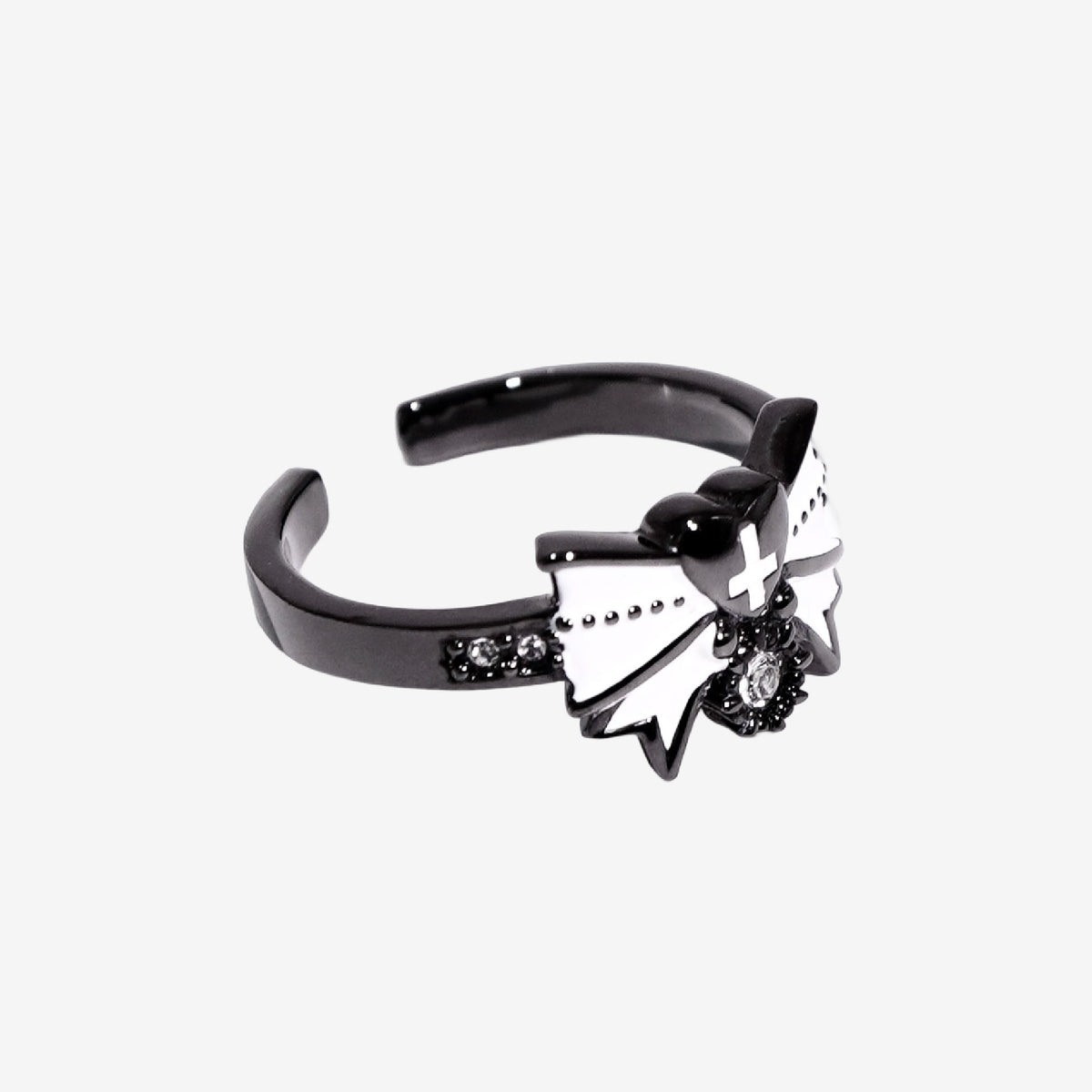 Fallen Angel Ribbon Ring / Black × White