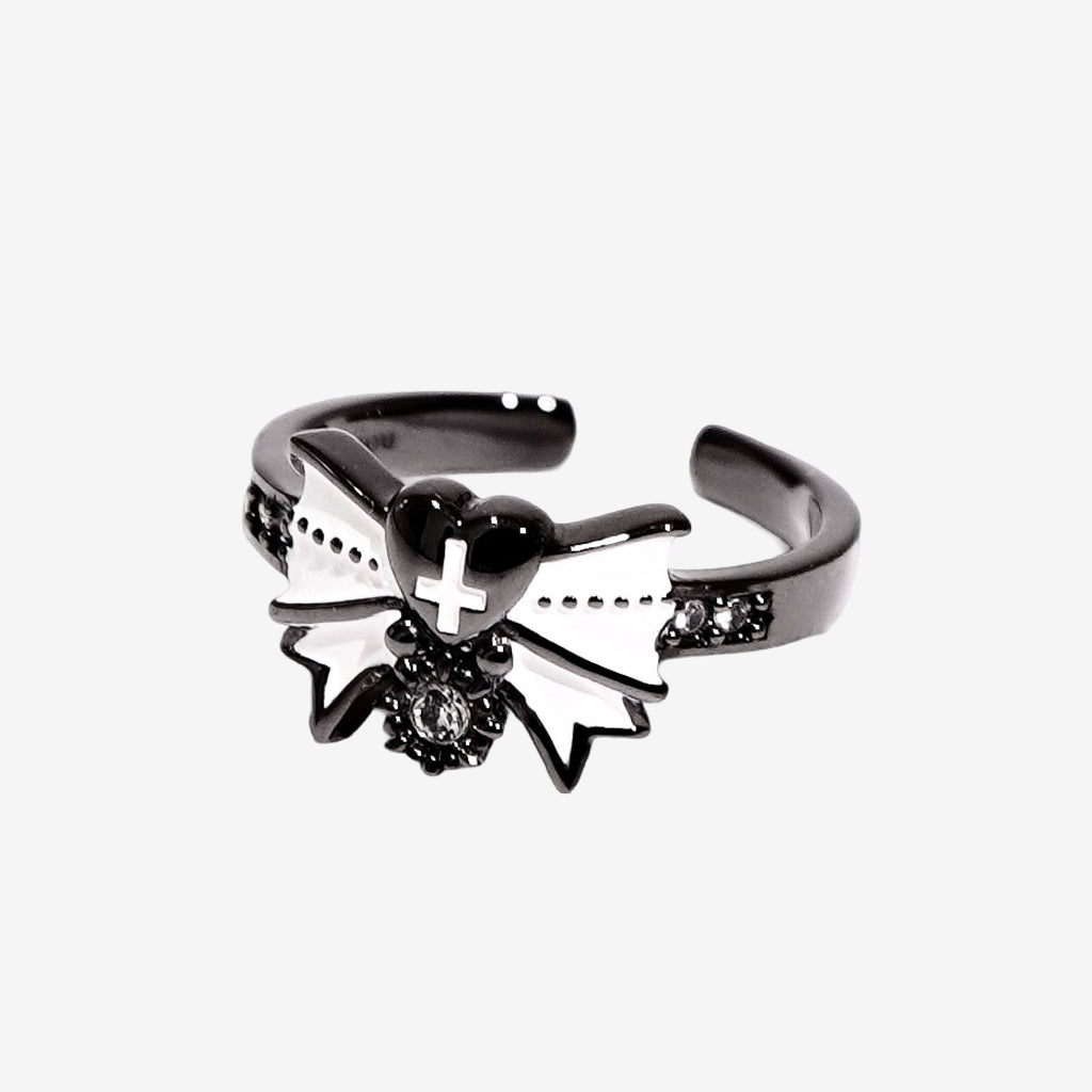 Fallen Angel Ribbon Ring / Black × White