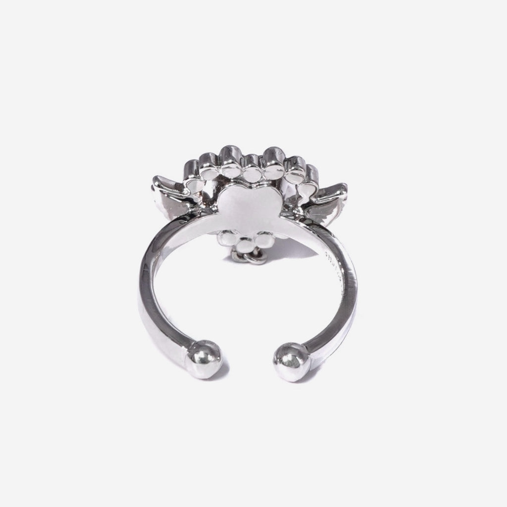 Angel Heart Tear Ring / Silver × Pink
