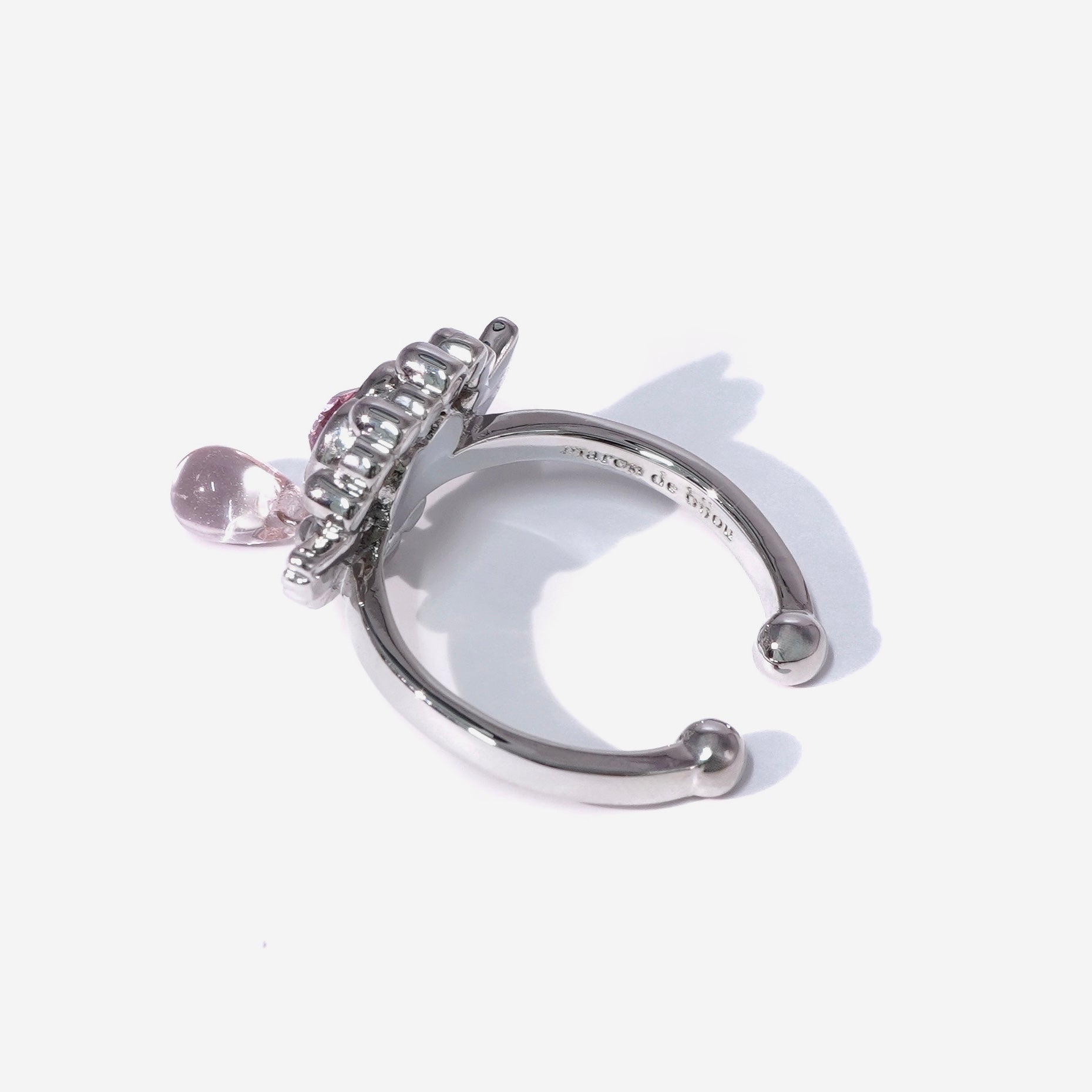 Angel Heart Tear Ring / Silver × Pink