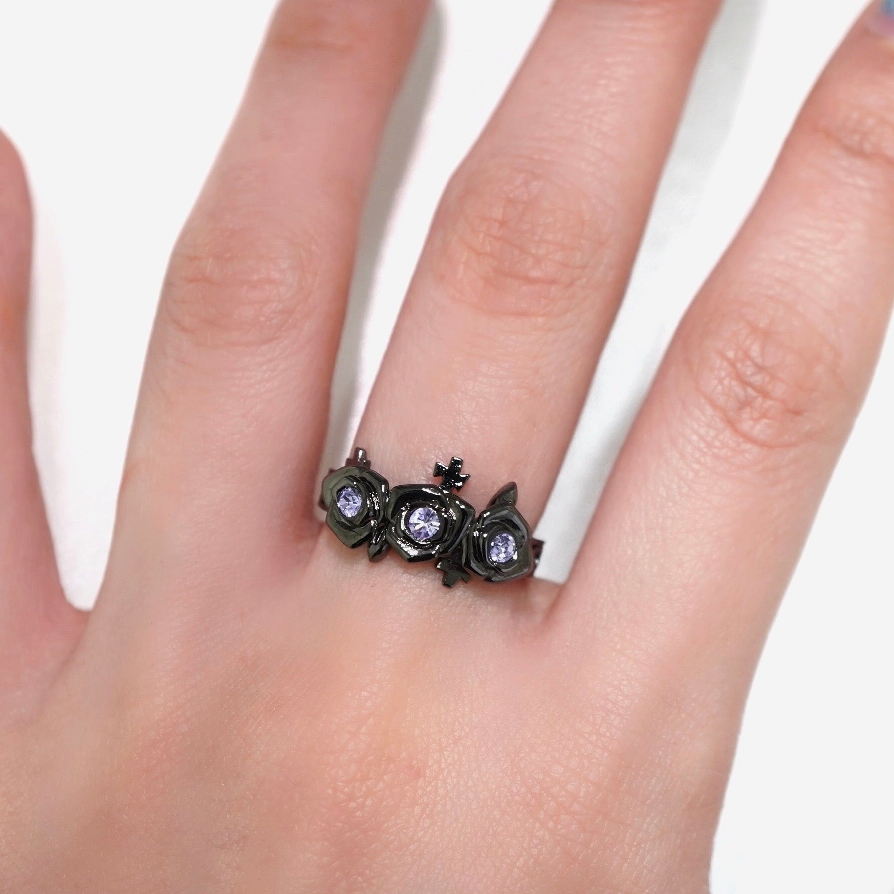 Gothic Rose Ring / Black