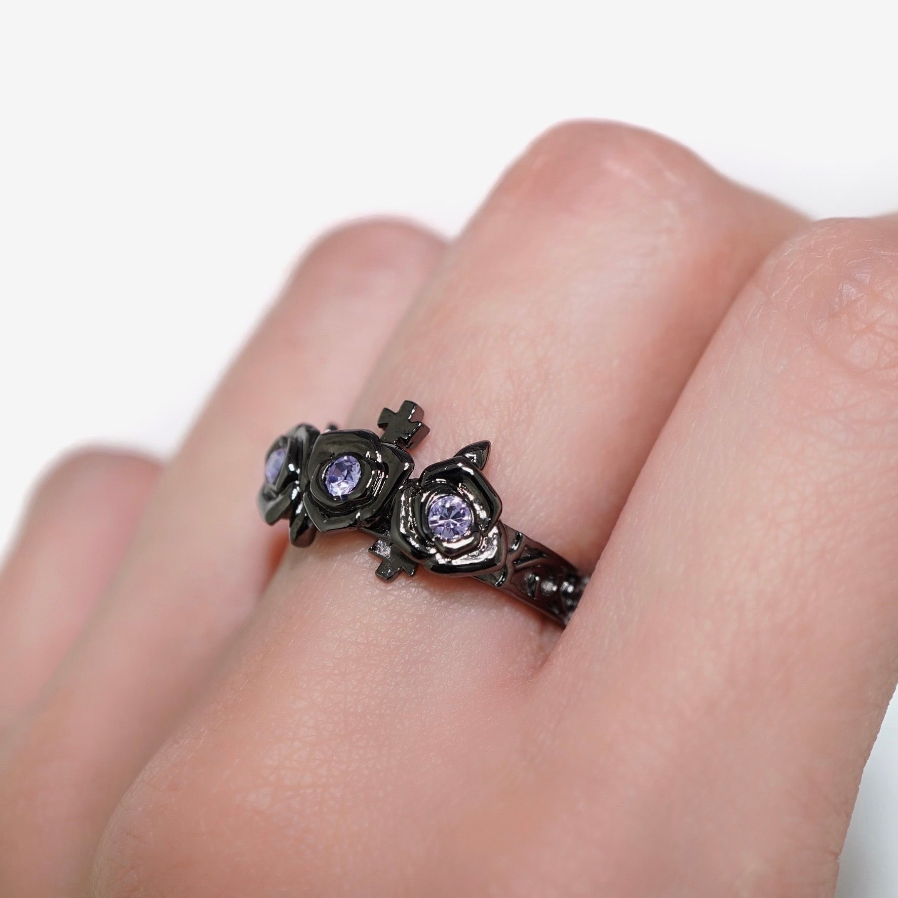 Gothic Rose Ring / Black