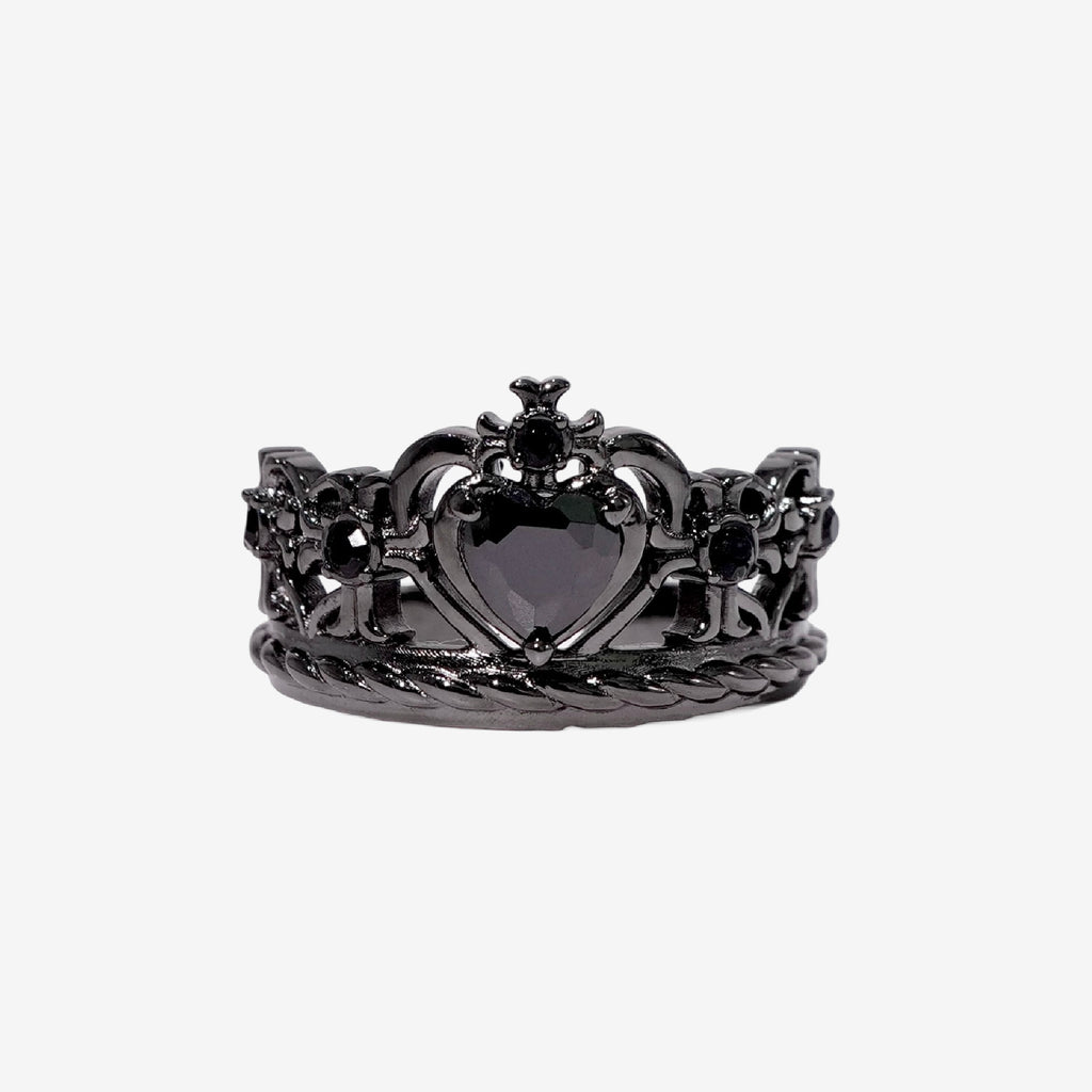Heart Gothic Tiara Ring / Black × Black