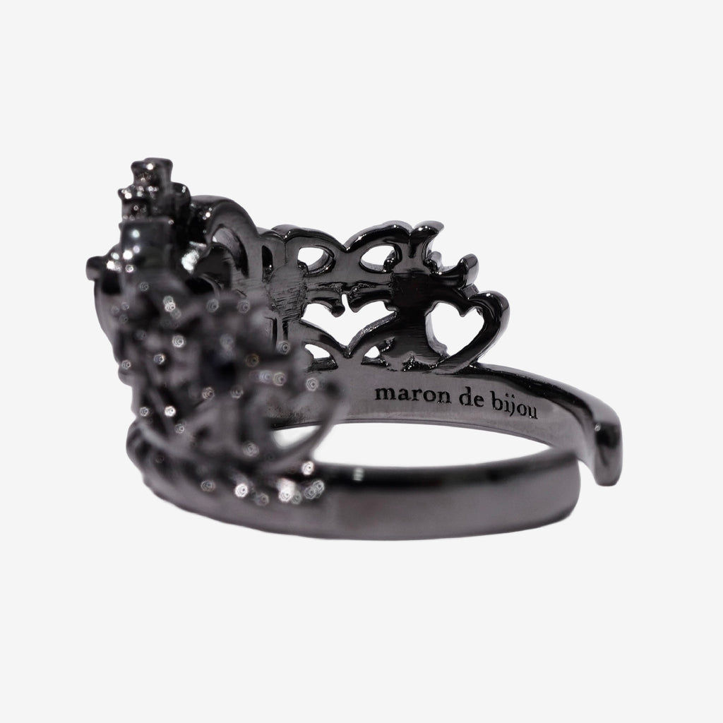 Heart Gothic Tiara Ring / Black × Black