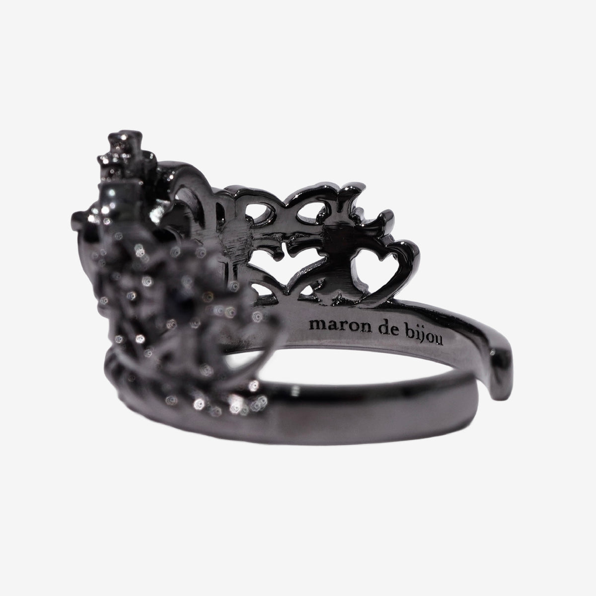 Heart Gothic Tiara Ring / Black × Black