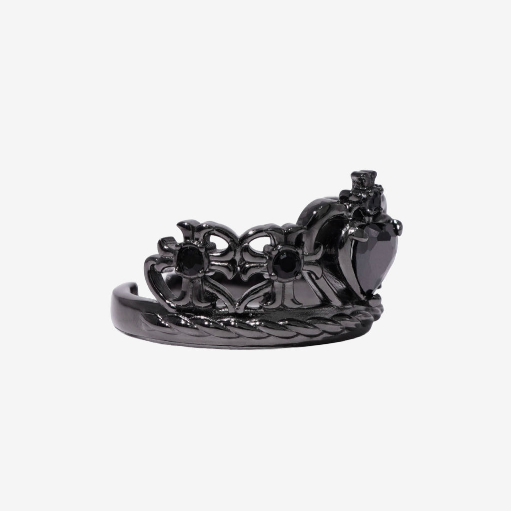 Heart Gothic Tiara Ring / Black × Black