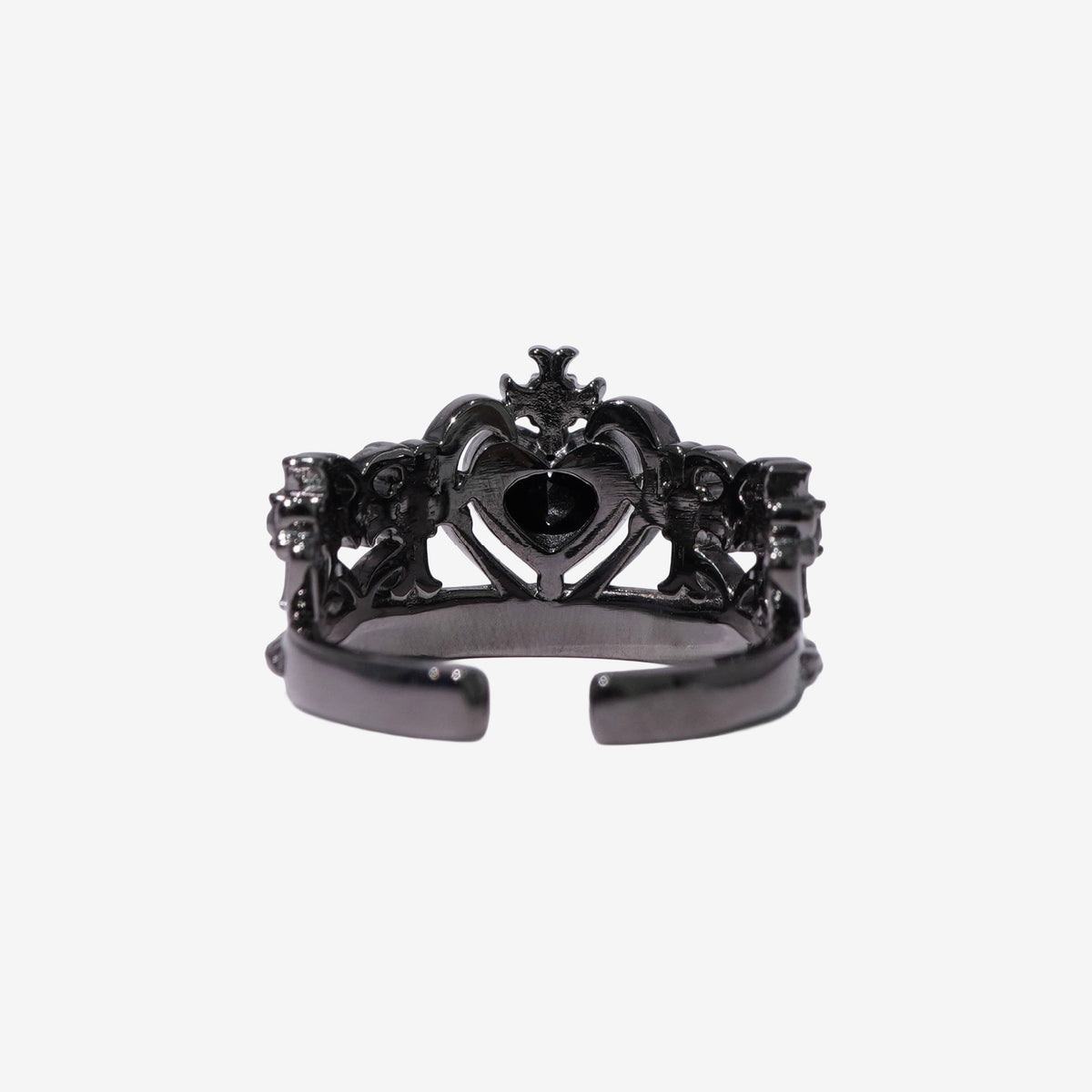 Heart Gothic Tiara Ring / Black × Black