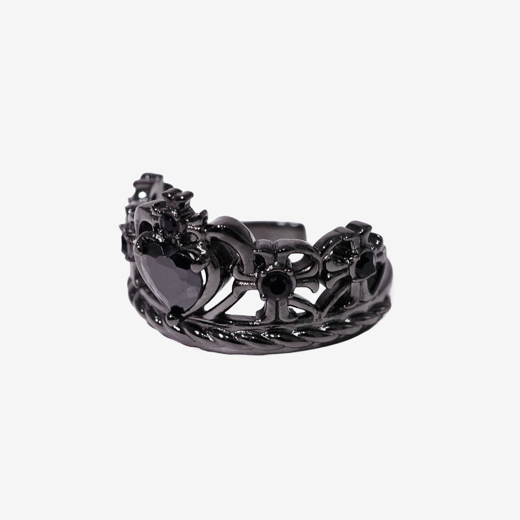 Heart Gothic Tiara Ring / Black × Black