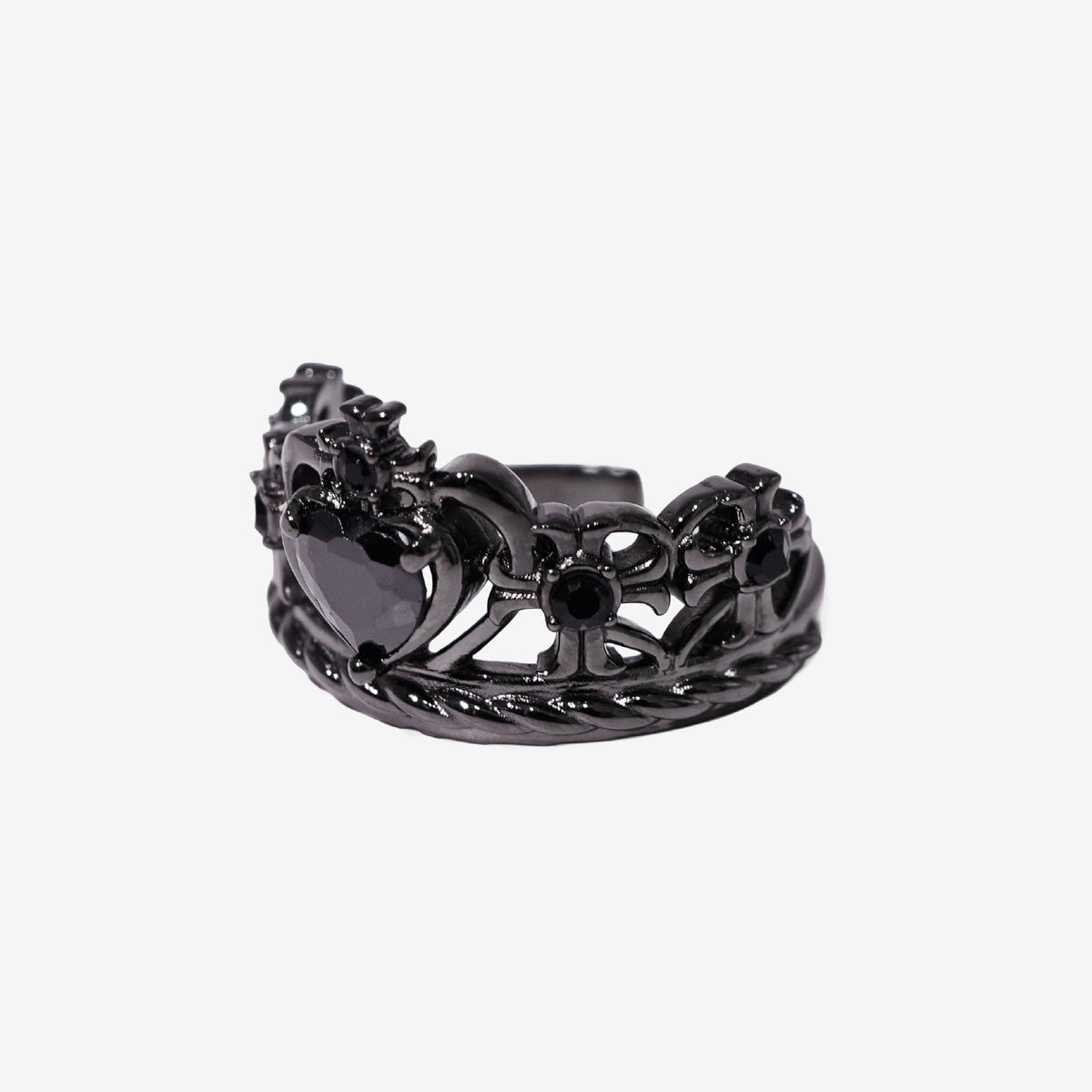 Heart Gothic Tiara Ring / Black × Black