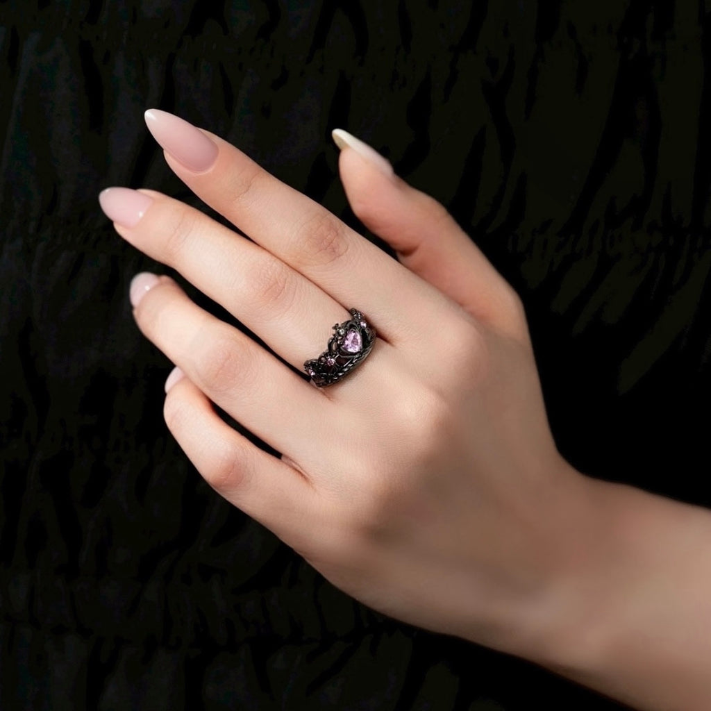 Heart Gothic Tiara  Ring / Black × Pink〈Limited Edition〉