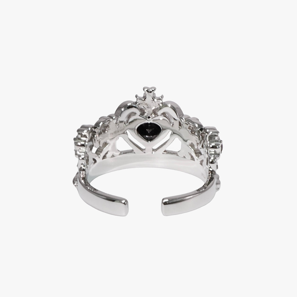 Heart Gothic Tiara Ring / Silver