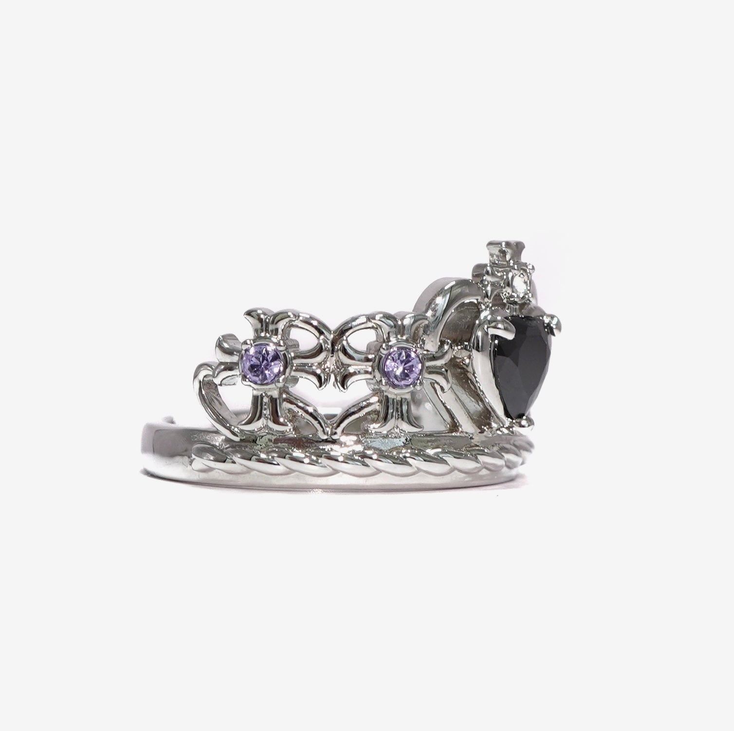 Heart Gothic Tiara Ring / Silver