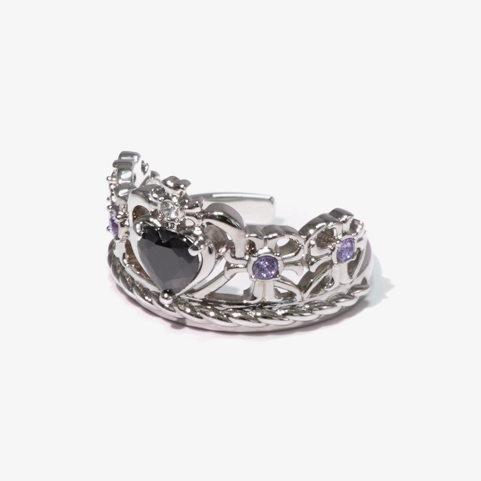 Heart Gothic Tiara Ring / Silver