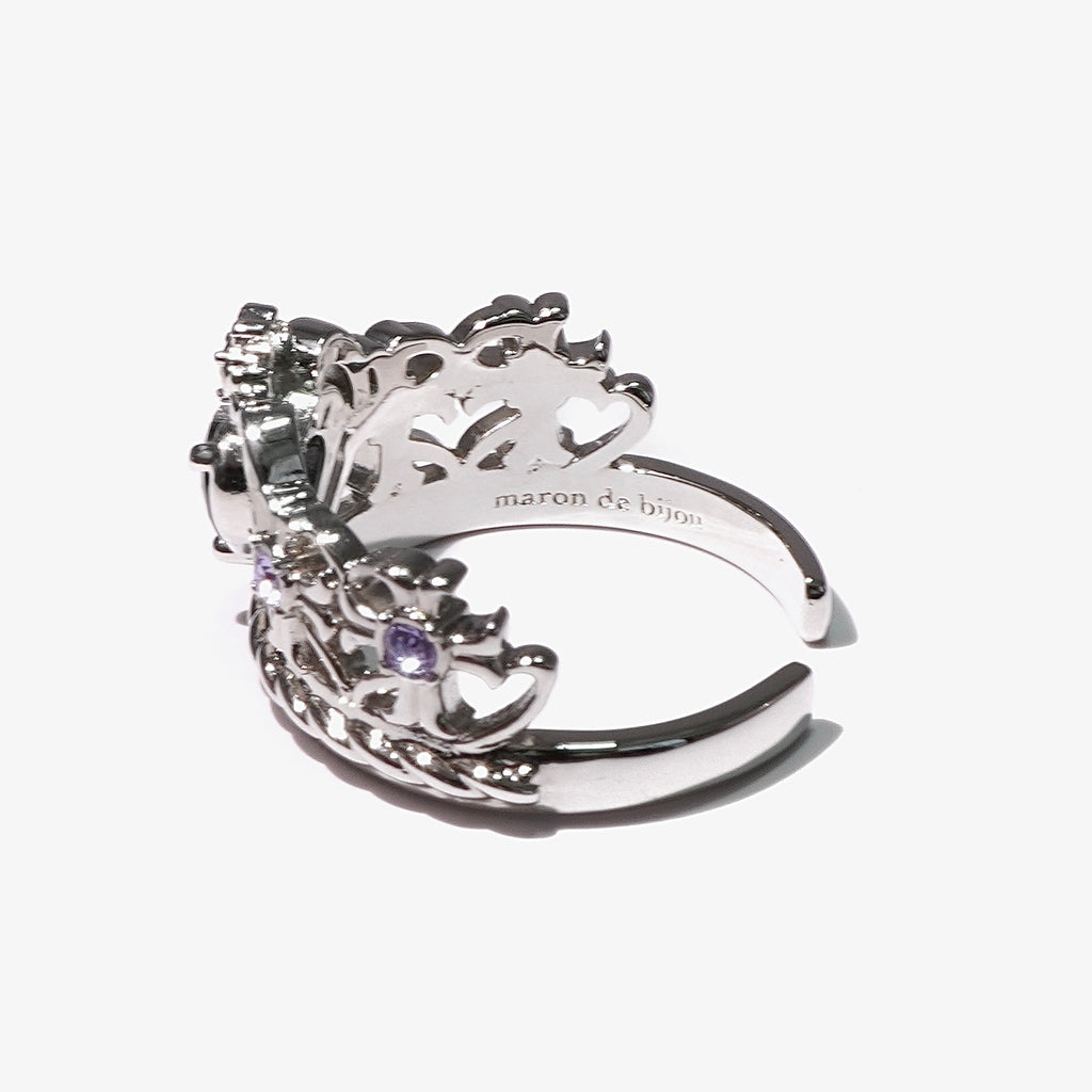 Heart Gothic Tiara Ring / Silver