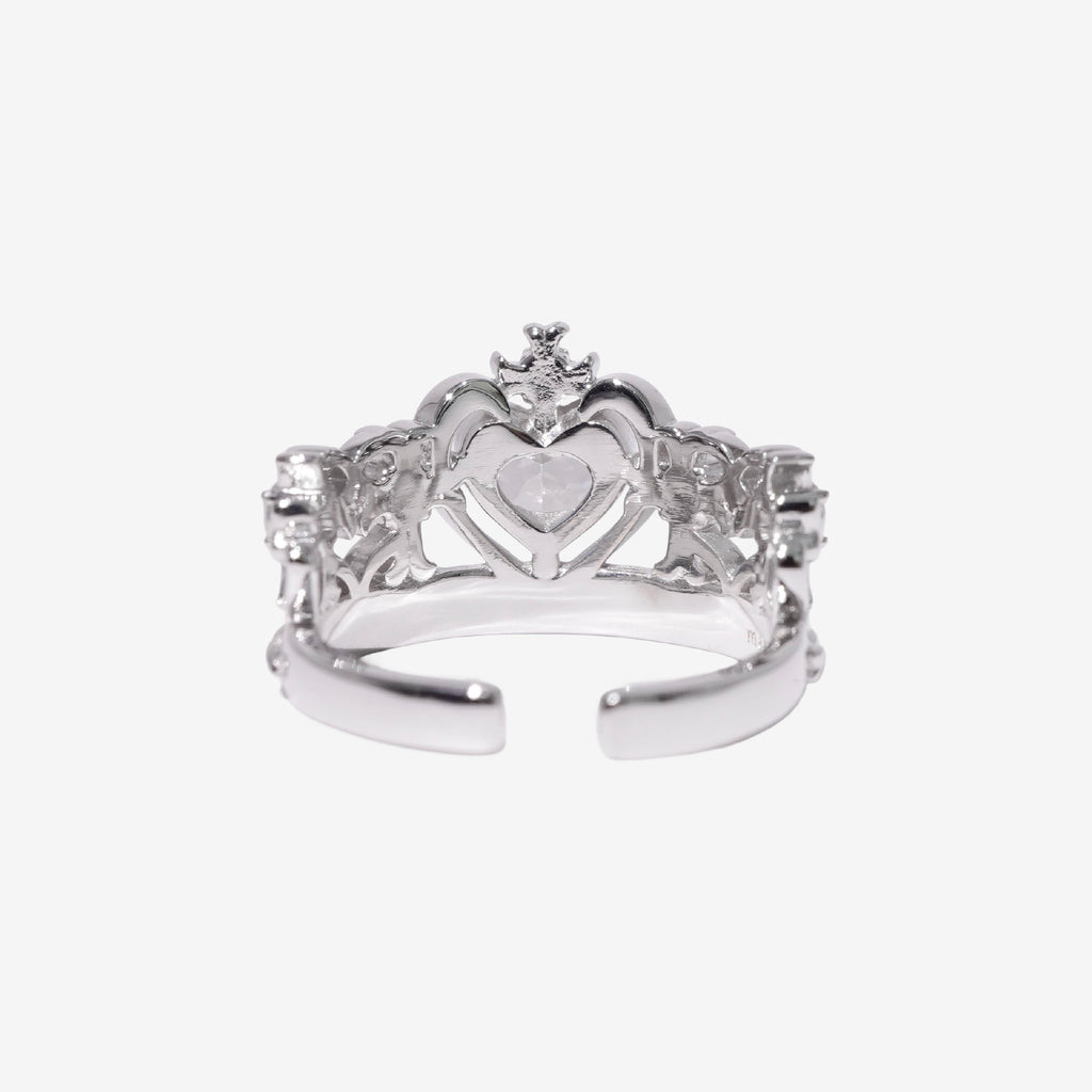 Heart Gothic Tiara Ring / Silver × Clear