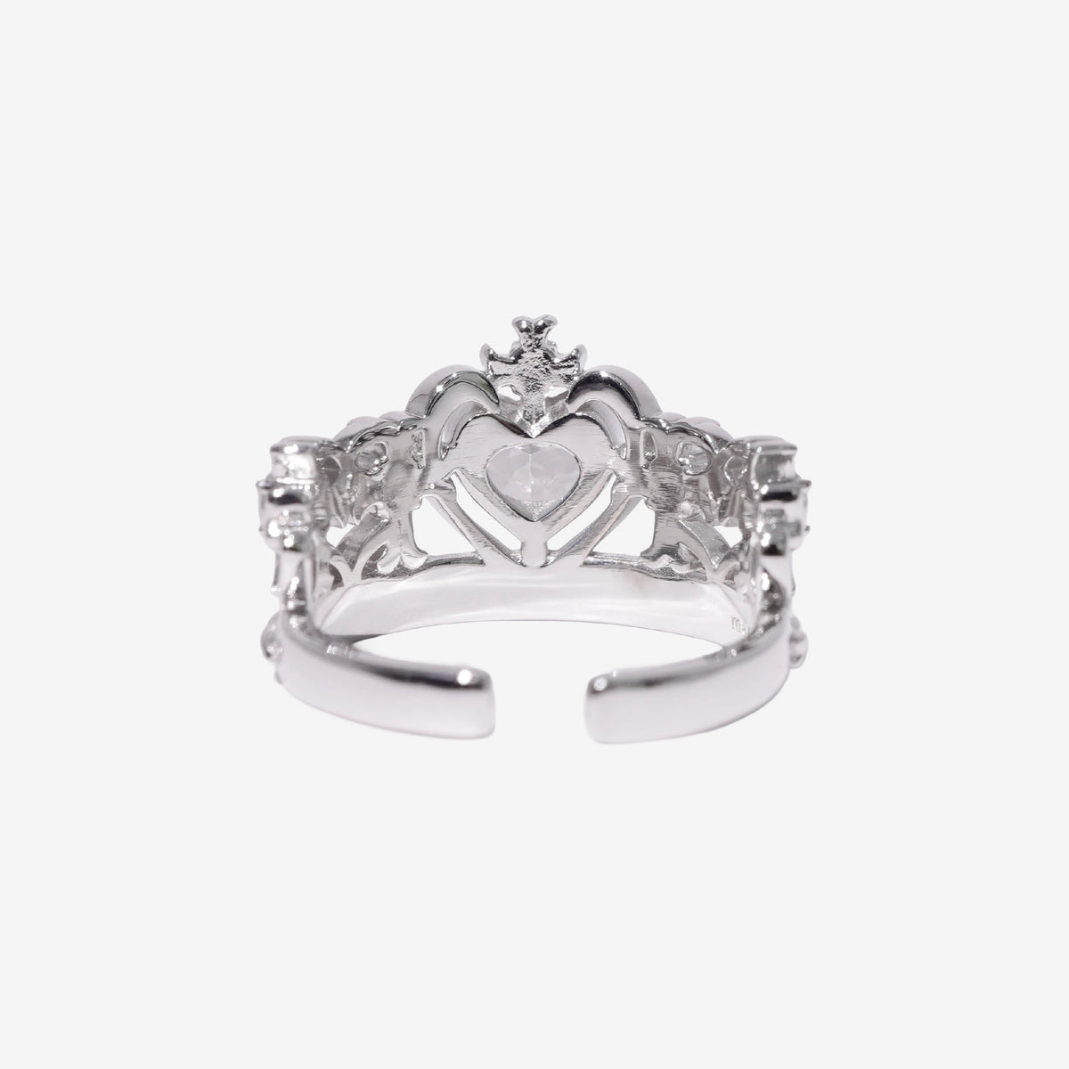 Heart Gothic Tiara Ring / Silver × Clear