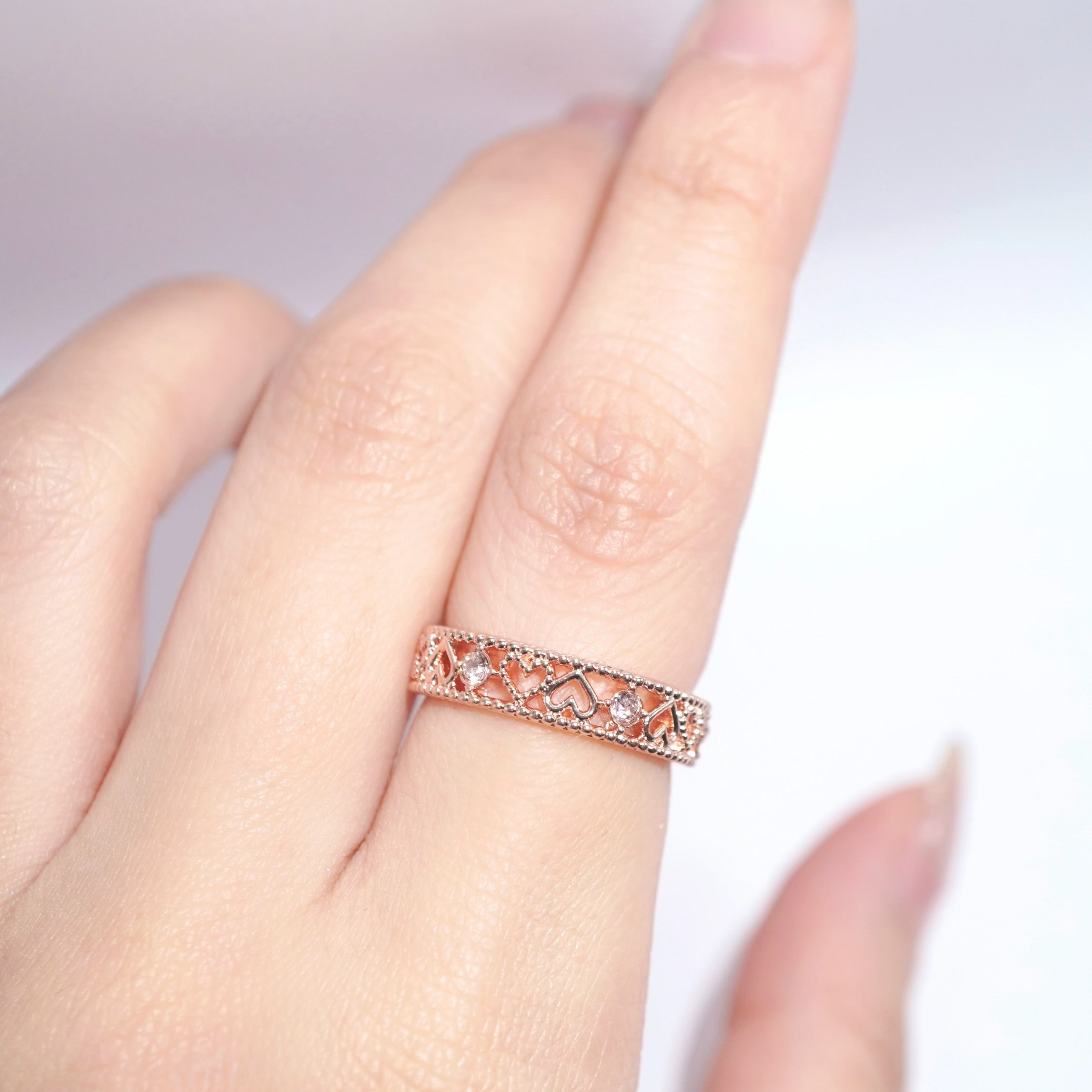 Heart Milgrain Frame Ring / Rose Gold