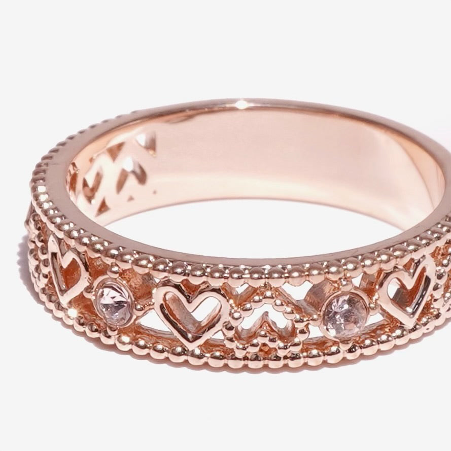 Heart Milgrain Frame Ring / Rose Gold