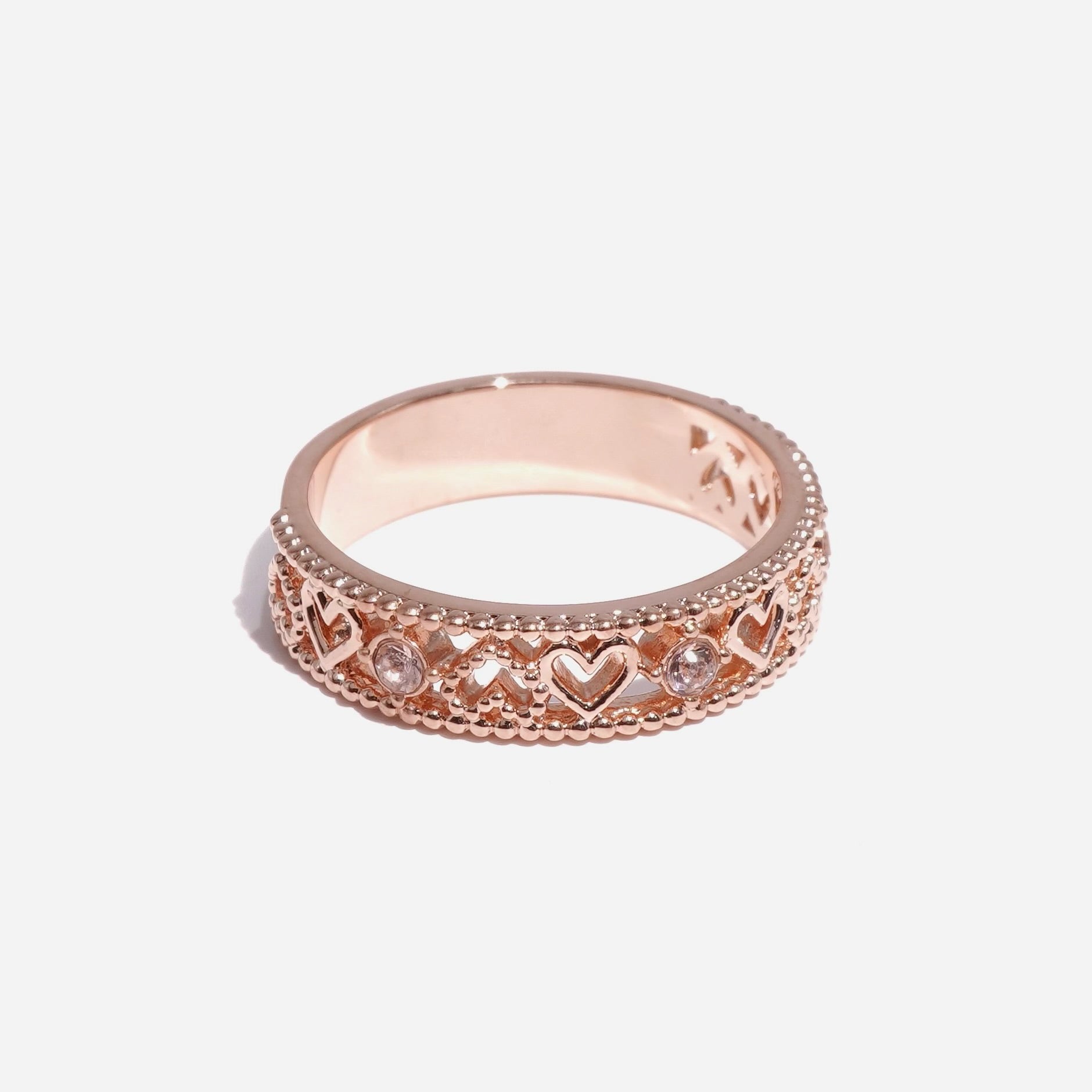 Heart Milgrain Frame Ring / Rose Gold