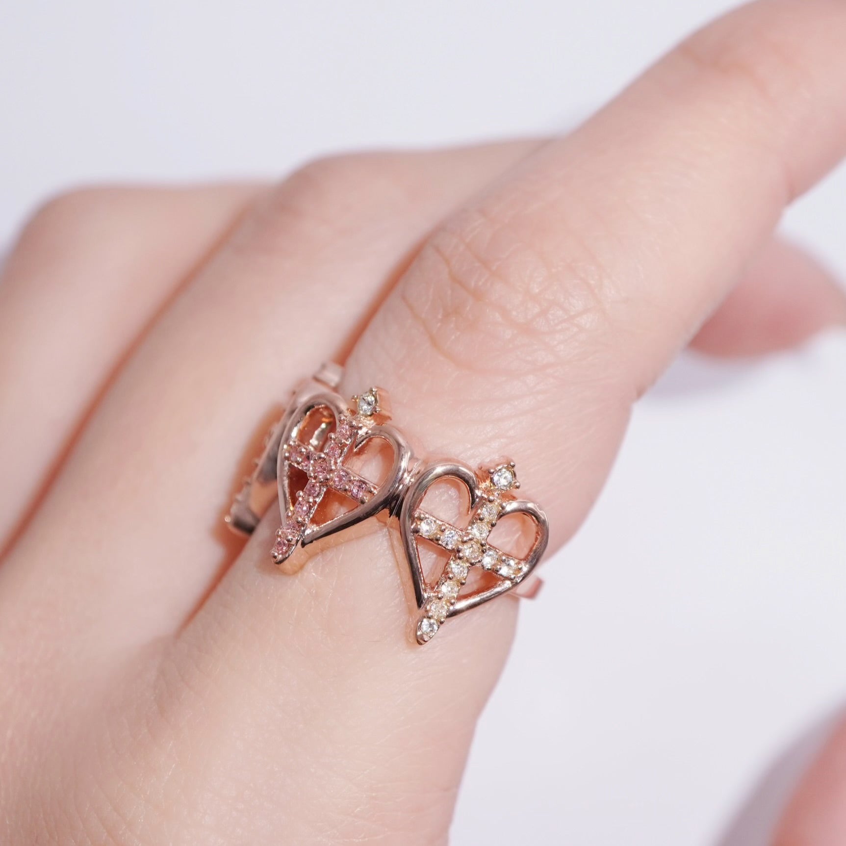 Cross sword Heart Ring / Rose Gold