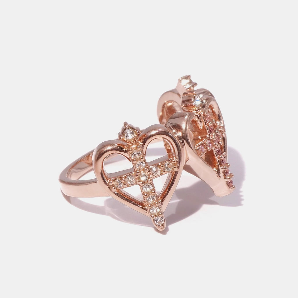 Cross sword Heart Ring / Rose Gold