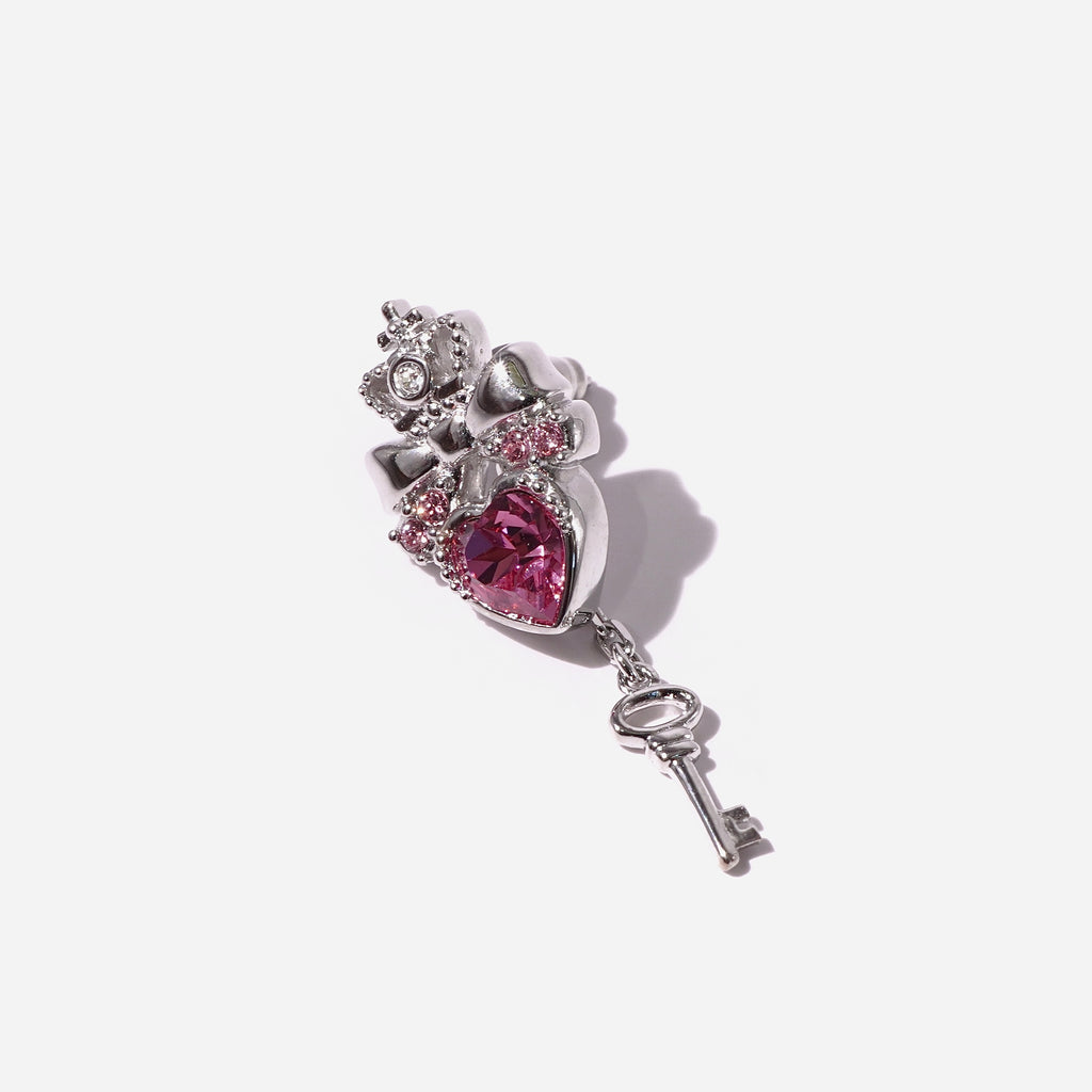 Princess Key Earring / Silver × Pink