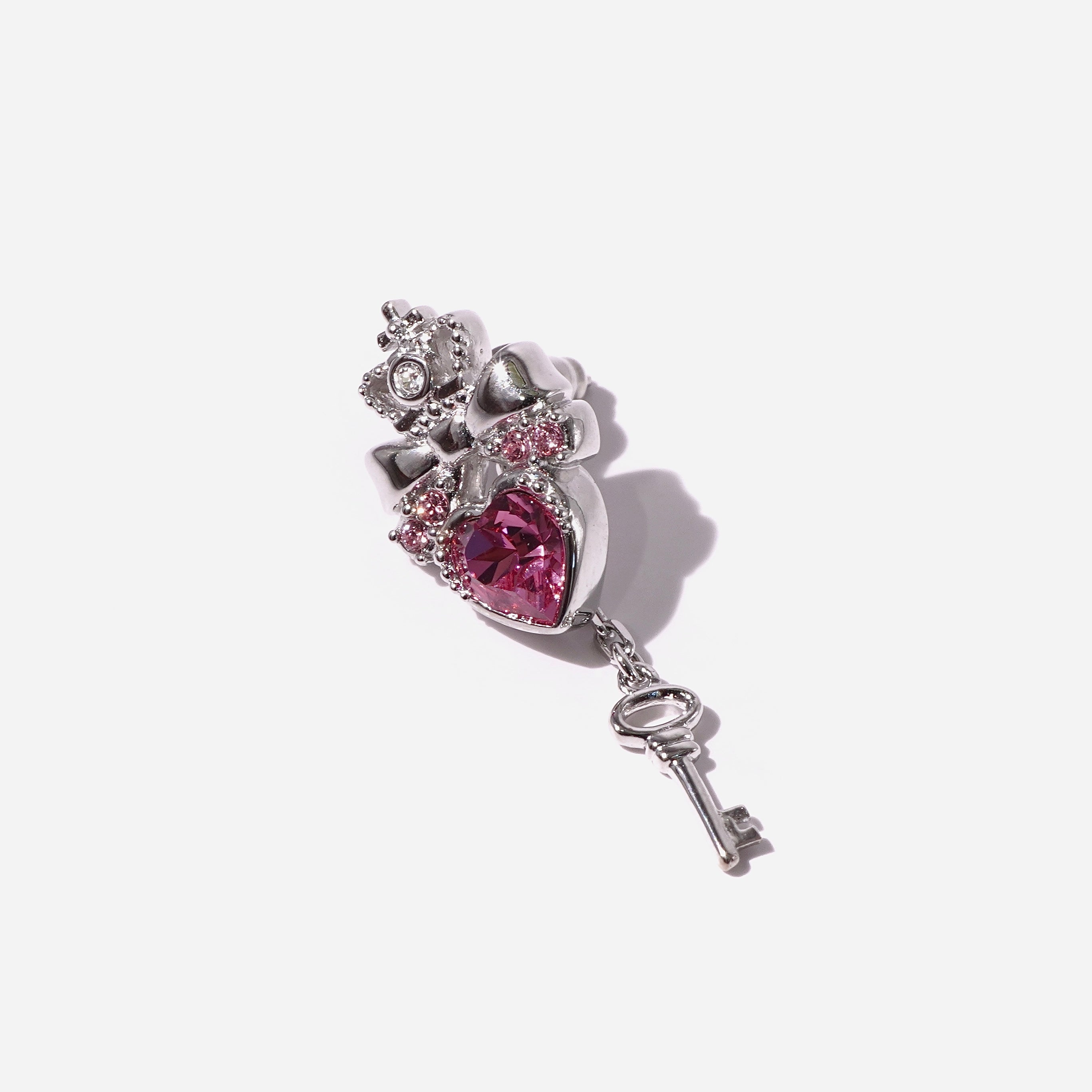 Princess Key Earring / Silver × Pink