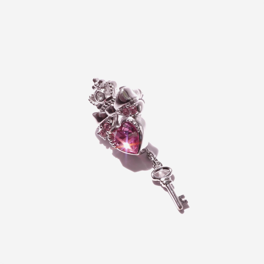 Princess Key Earring / Silver × Pink