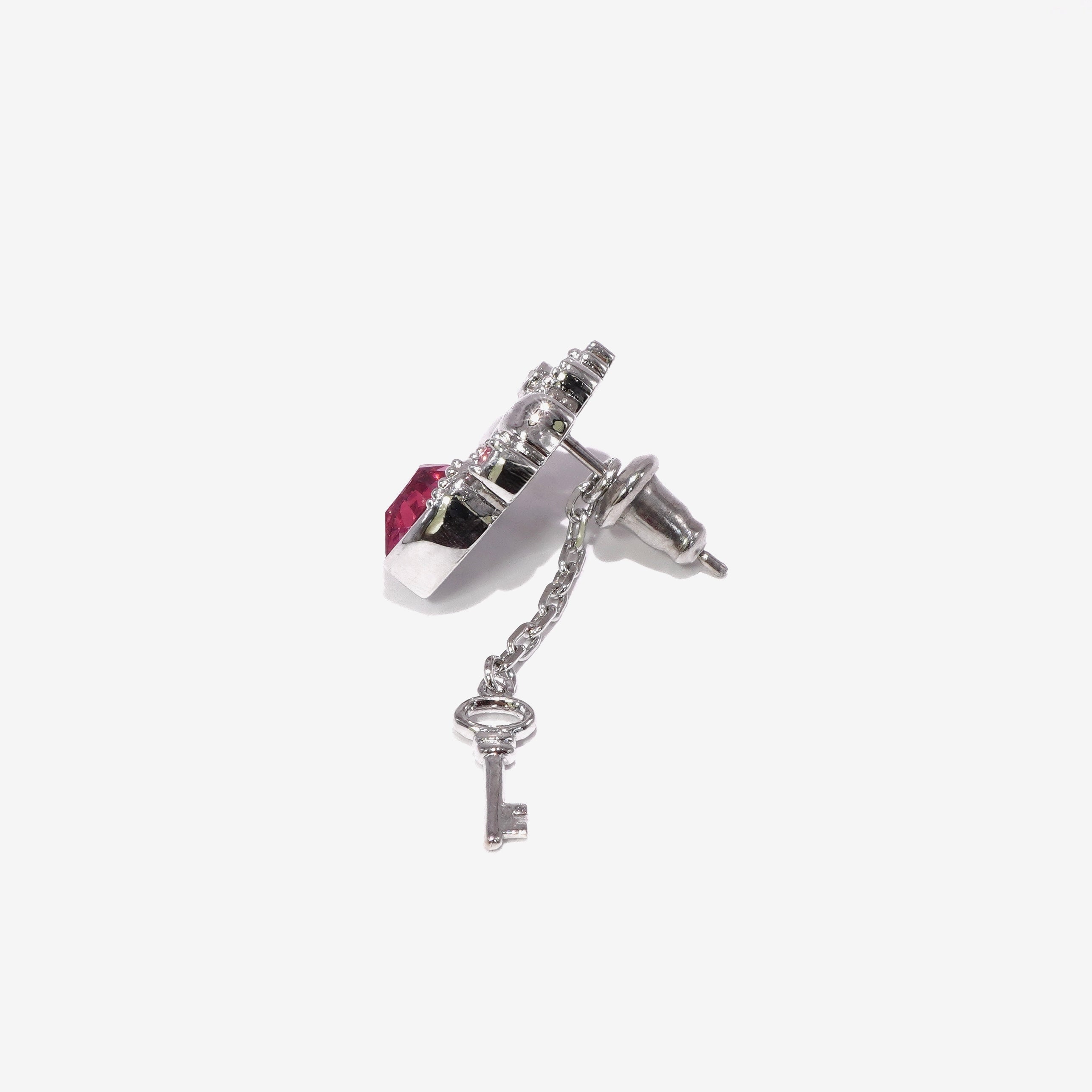 Princess Key Earring / Silver × Pink