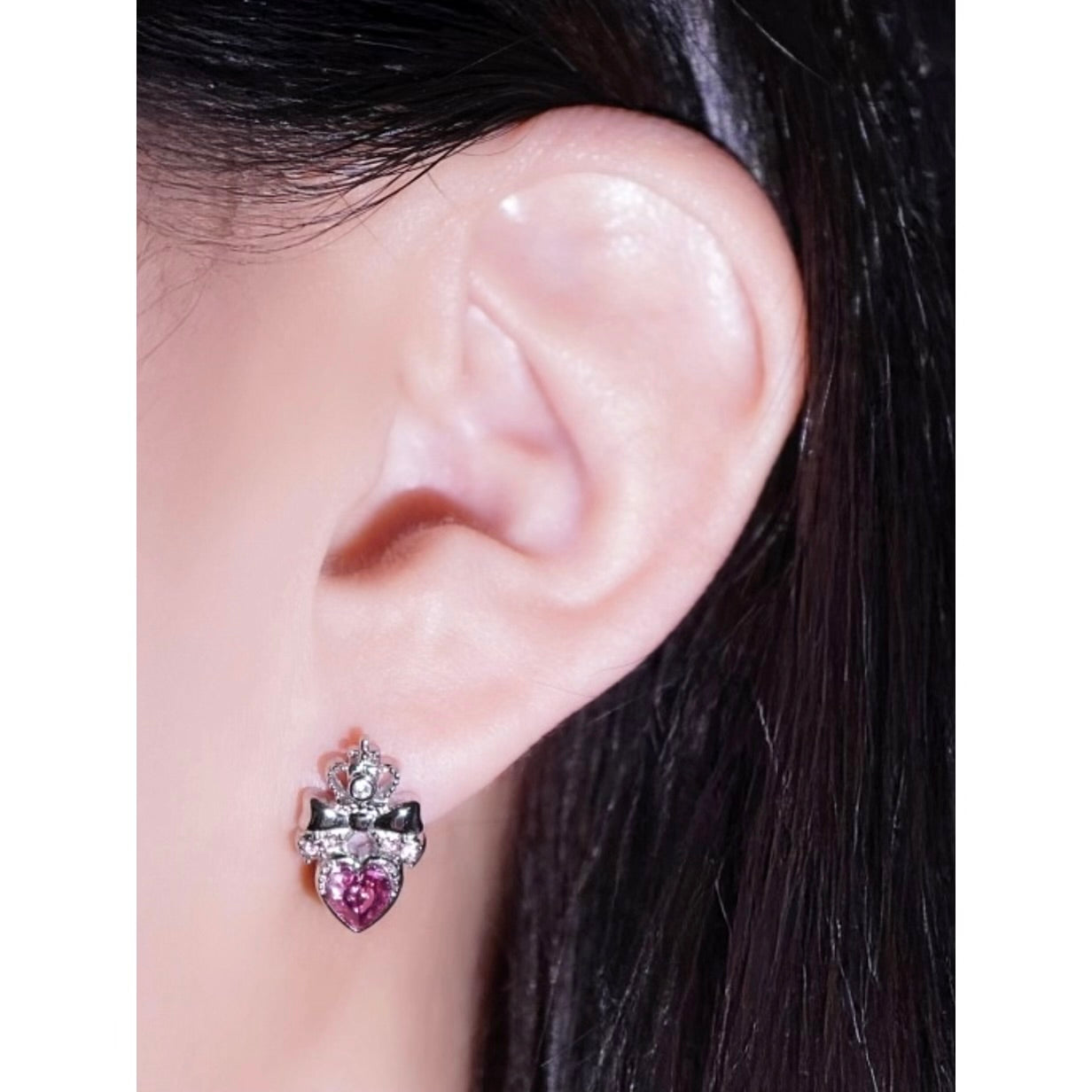 Princess Key Earring / Silver × Pink