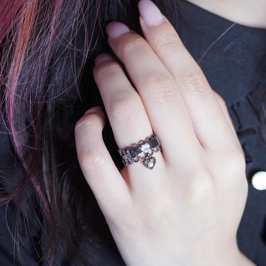 Ribbon Choker Ring / Black