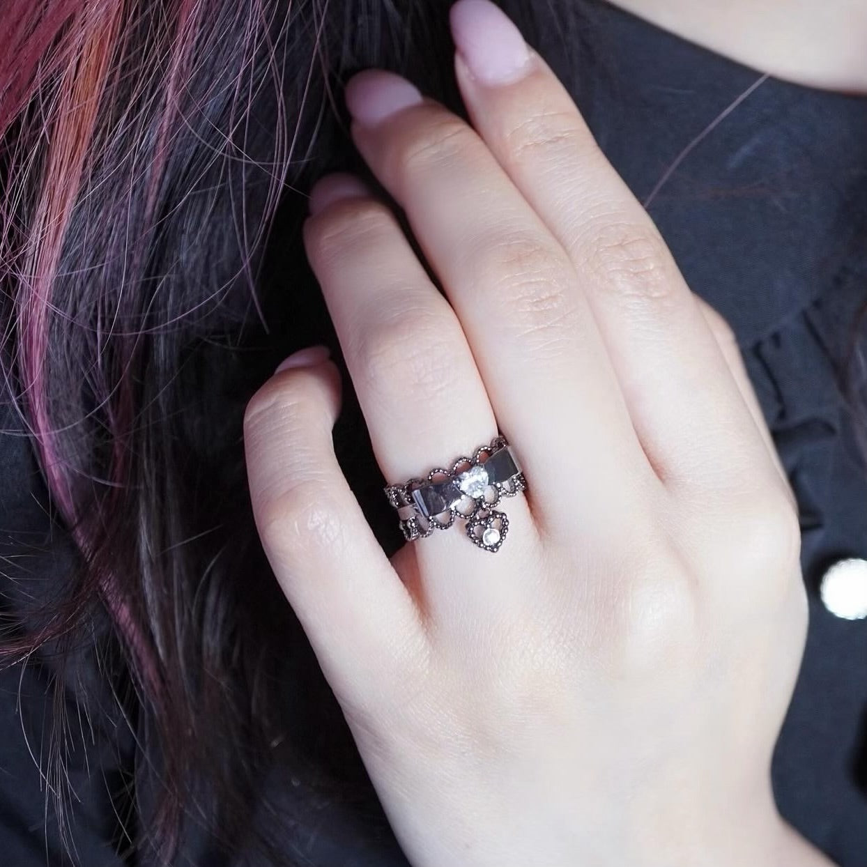 Ribbon Choker Ring / Black