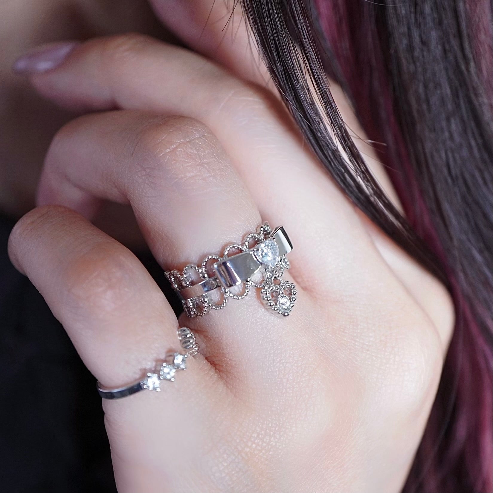 Ribbon Choker Ring / Silver