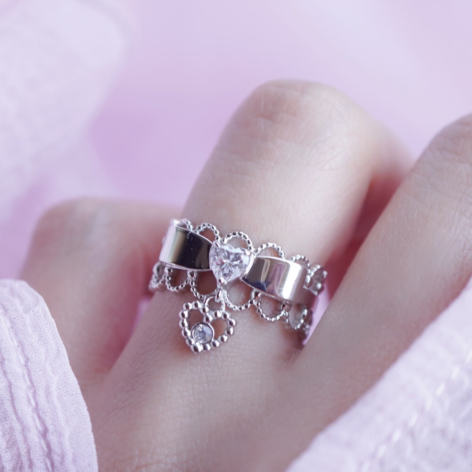 Ribbon Choker Ring / Silver