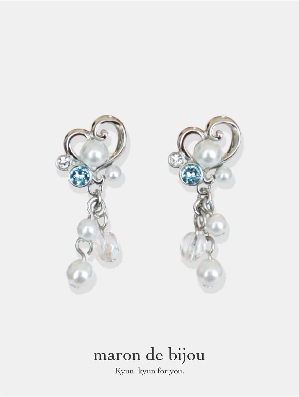 Bubble Mermaid Princess Earrings  / Silver × Blue