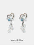 Bubble Mermaid Princess Earrings  / Silver × Blue
