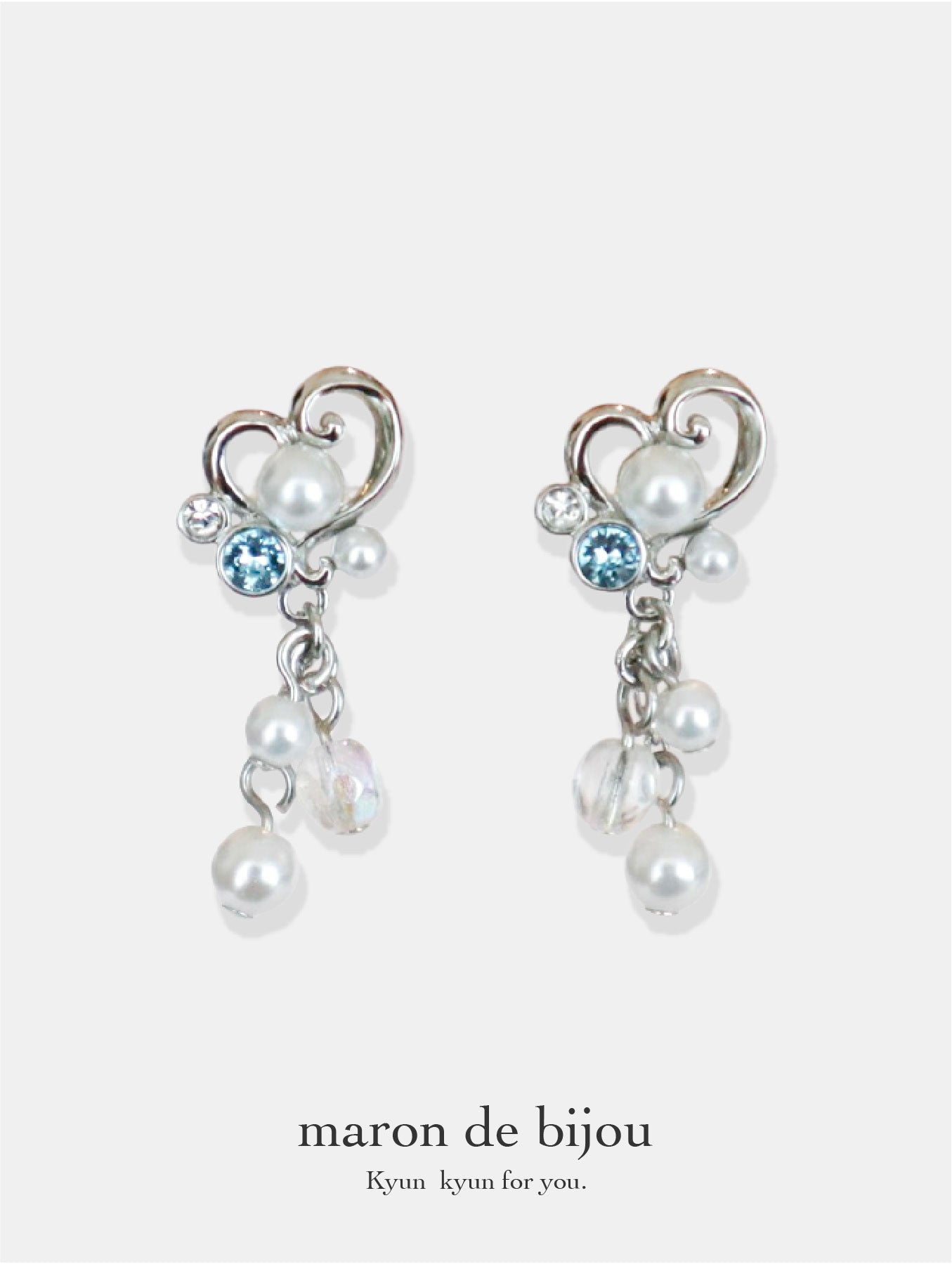 Bubble Mermaid Princess Earrings  / Silver × Blue