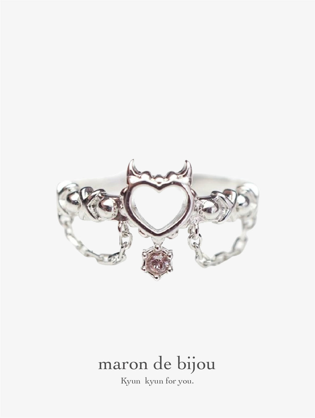 Devil Garter Ring / Silver × Pink