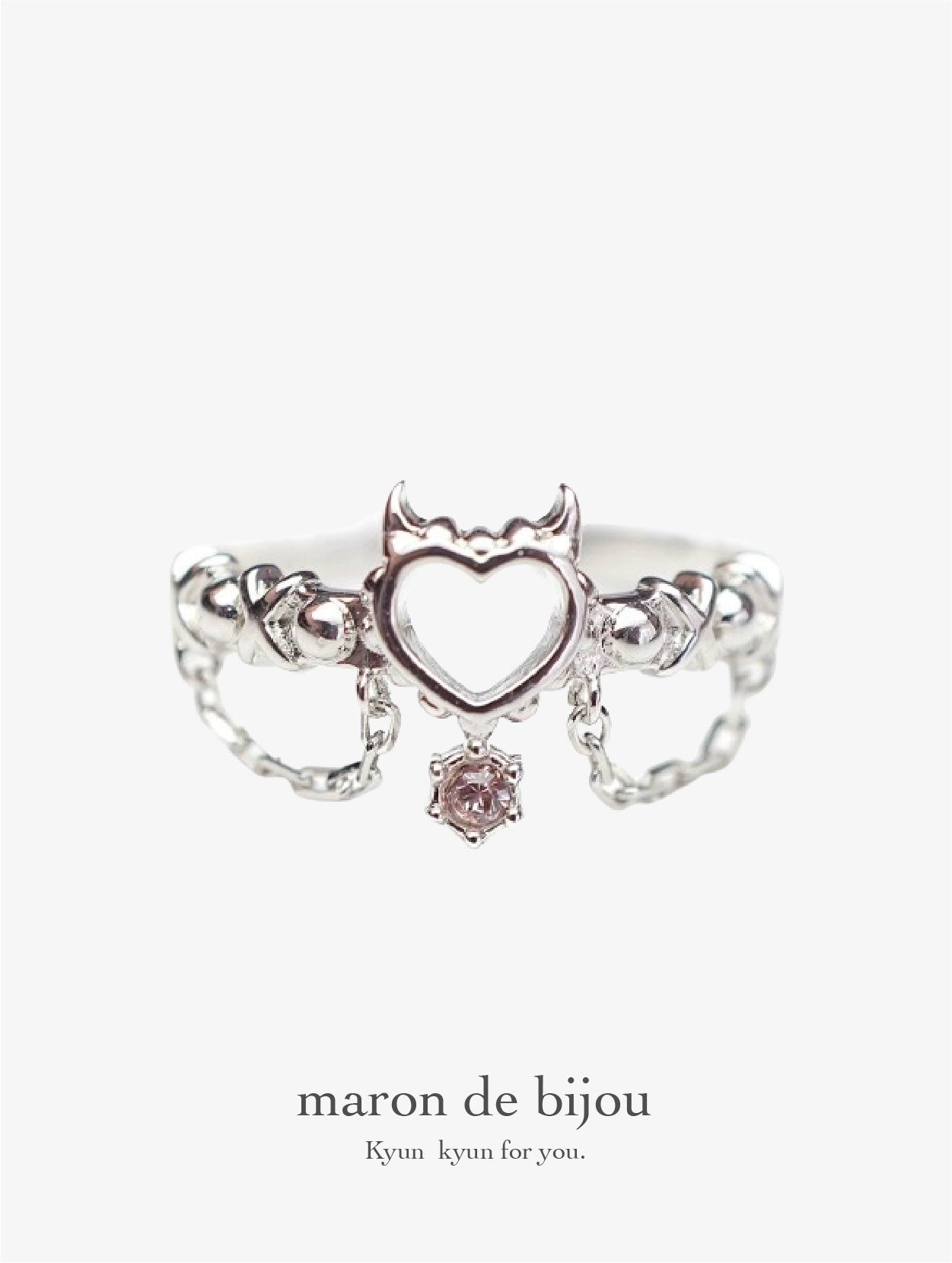 Devil Garter Ring / Silver × Pink