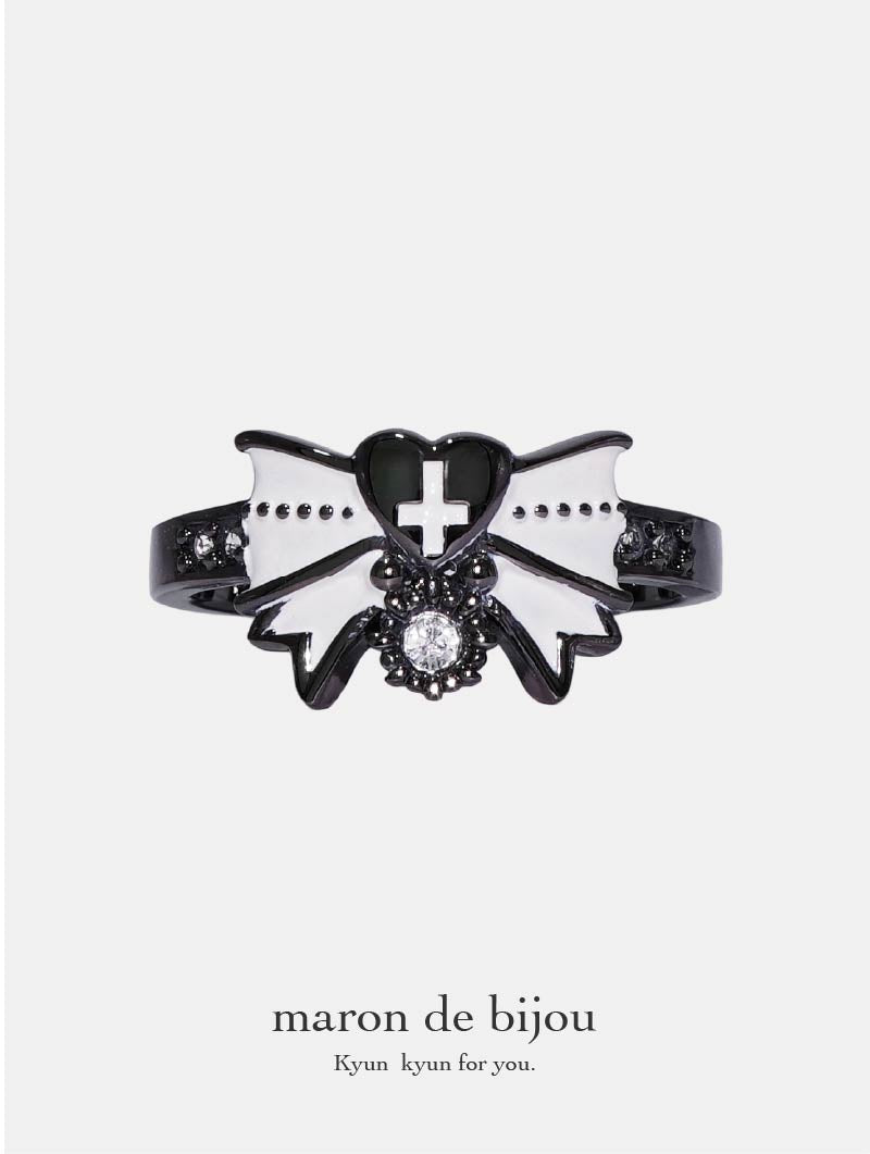 Fallen Angel Ribbon Ring / Black × White